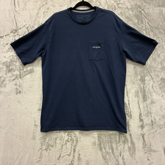 Patagonia Men's XL Responsibili-Tee T Shirt Blue Pocket Graphic Outdoors Hiking - Picture 1 of 5